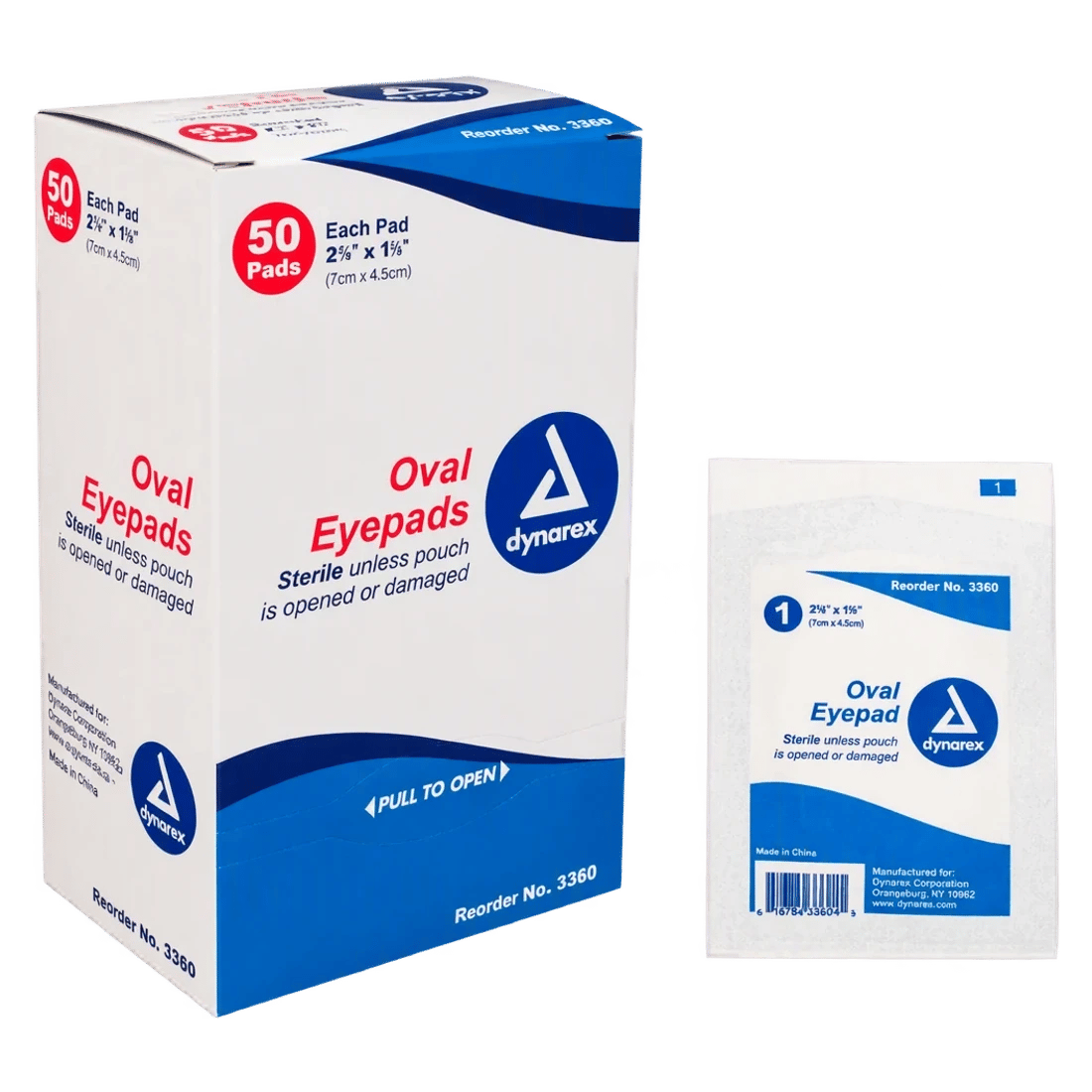 Dynarex Sterile Oval Eyepads, 7cm X 4.5cm, (1 Eyepad)